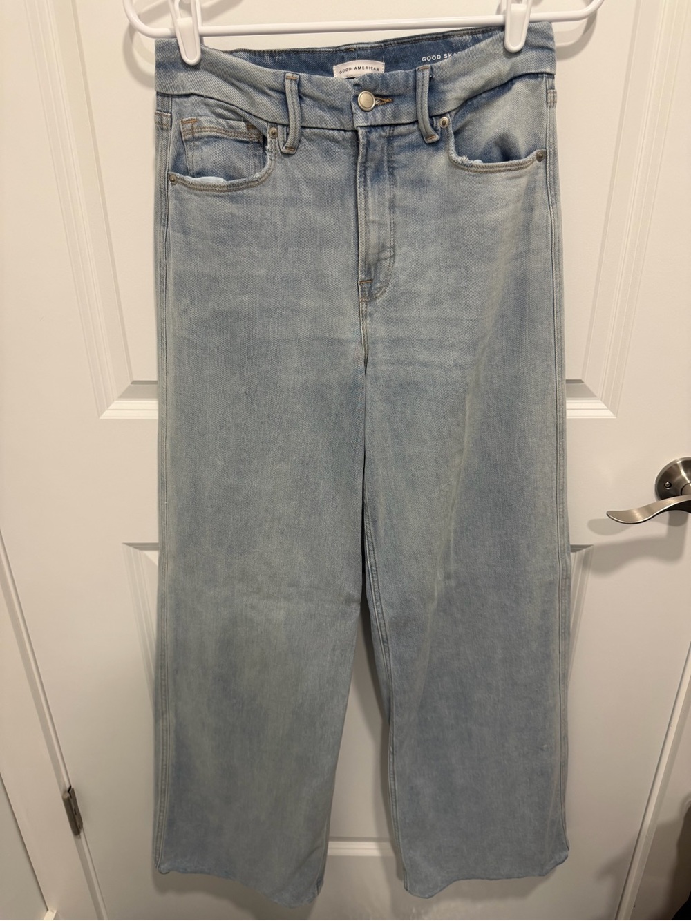 Good American Good Skate Jeans Size 6 High Rise Wide Leg Light Wash